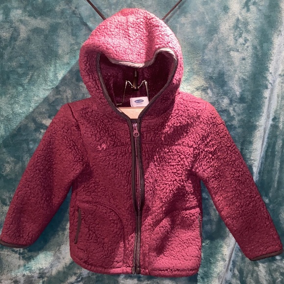 BUNDLE DISCOUNTS! Sz 3T Old Navy Dark Purple Sherpa Zip up Hoodie Girls - Picture 2 of 10